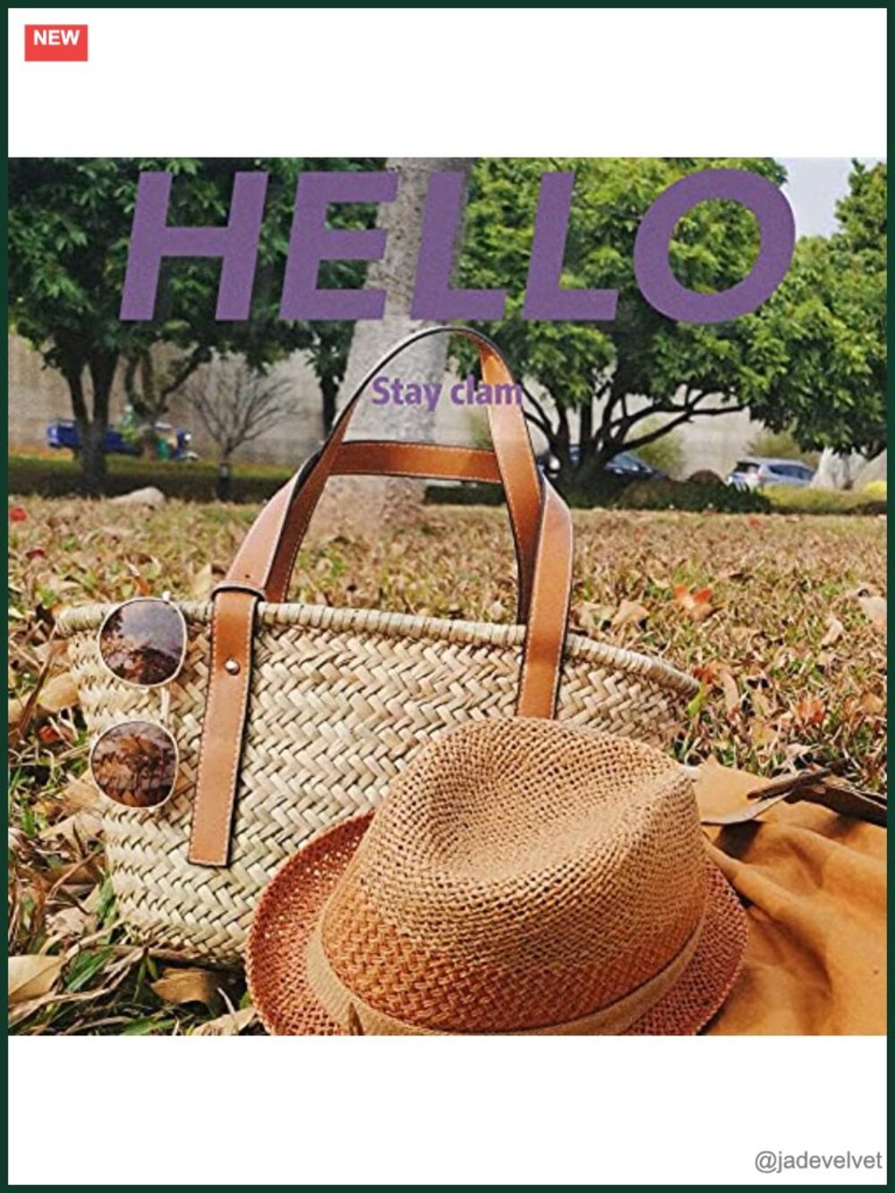 Natural Straw Woven Tote Bag with PU Leather Strap Top Handle - Picture 5 of 6